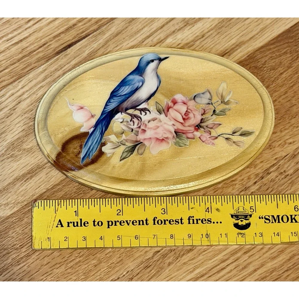 Handmade Wooden Plaque Bird Magnets. Set Of 2